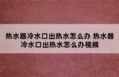 热水器冷水口出热水怎么办 热水器冷水口出热水怎么办视频